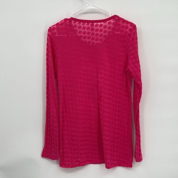 Tee Shop Pink Polka Dot Long Sleeve 1/2 Button t-shirt Lightweight Large - Picture 5 of 6